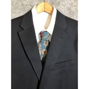 Tommy Hilfiger Blazer Mens 40 Long Black Wool Two Button Sport Coat Jacket